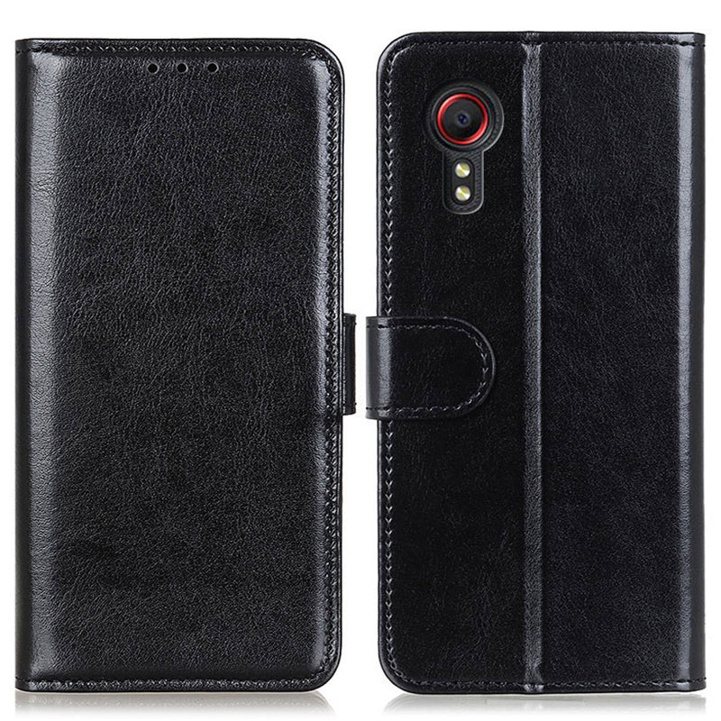 PU Leather Cover for Samsung Galaxy Xcover7 Crazy Horse Texture Cell Phone Cases - Black PU Leather Cover for Samsung Galaxy Xcover7 Crazy Horse Texture Cell Phone Cases - Black